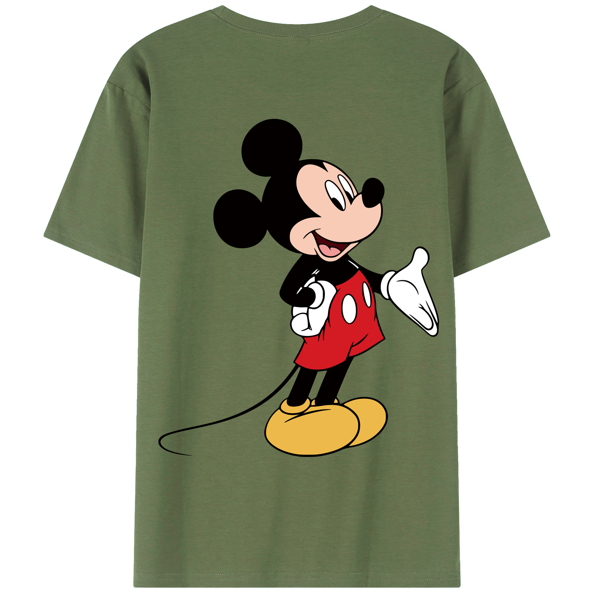 ミッキーマウス Mickey Mouse 綿100％ メンズ半袖Tシャツ（バックプリント） 通気性